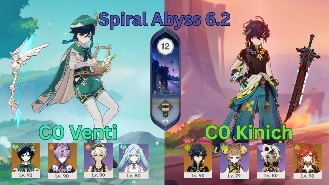 F2P C0 Venti Durin & C0 Kinich Burning | Genshin Impact | Spiral Abyss 6.2 / Luna III Floor 12