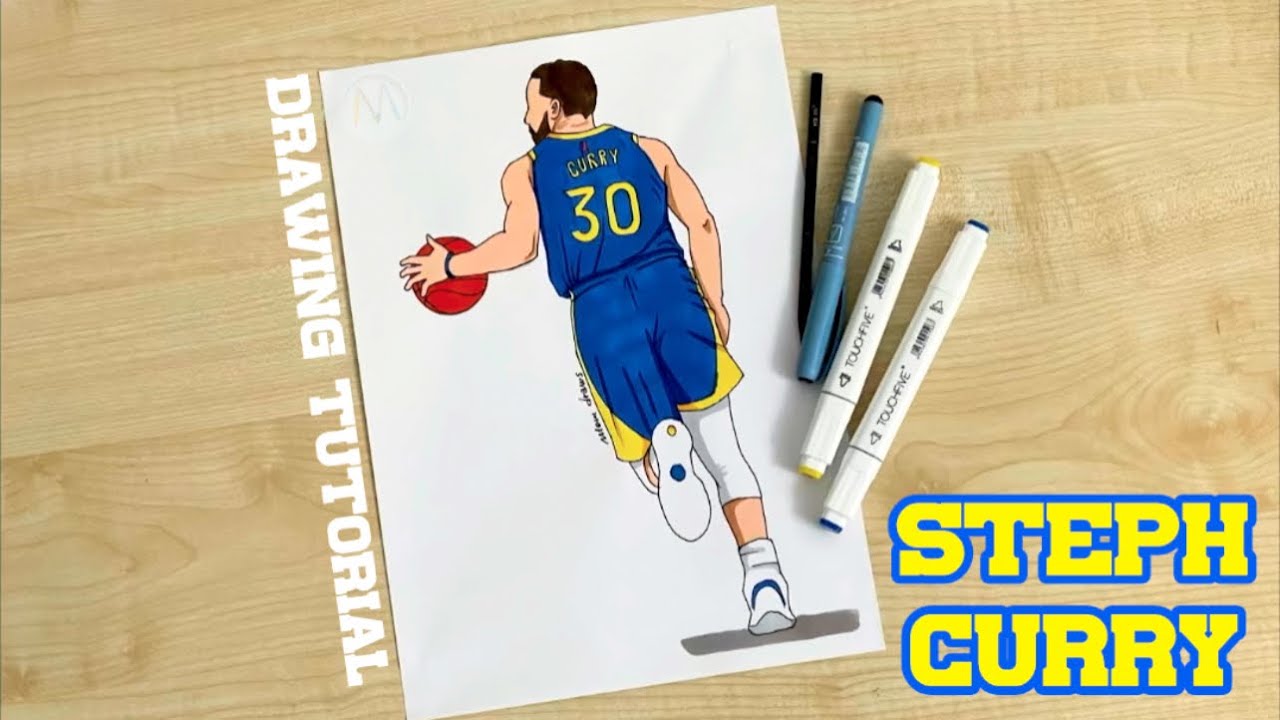 How to Draw Steph Curry dribbling / Golden State Warriors / Drawing Steph Curry