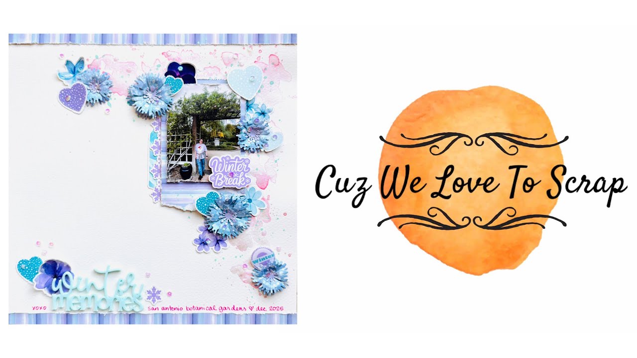 Creating a wintery scrapbook layout using the January Color Kitz from Shimmerz Paints