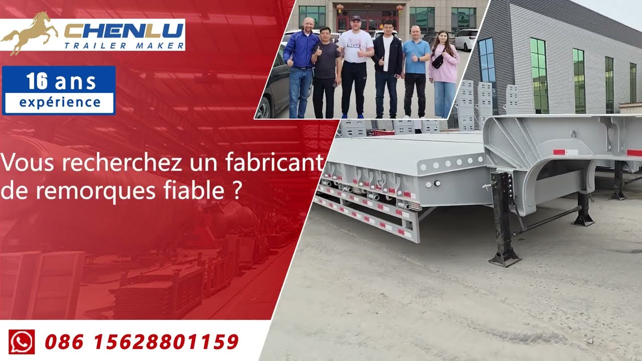 Vente directe du fabricant : remorque surbaiss&eacute;e &agrave; 4 essieux