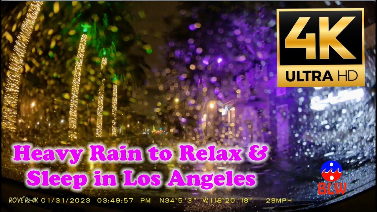 4K Heavy Rain to Relax & Sleep in Los Angeles - LoFi Sounds