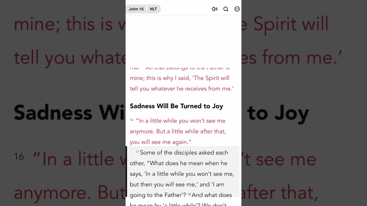 John 16 NLT‬‬(Holy Bible)Download this Holy Bible in the App Store. The Work of the Holy Spirit