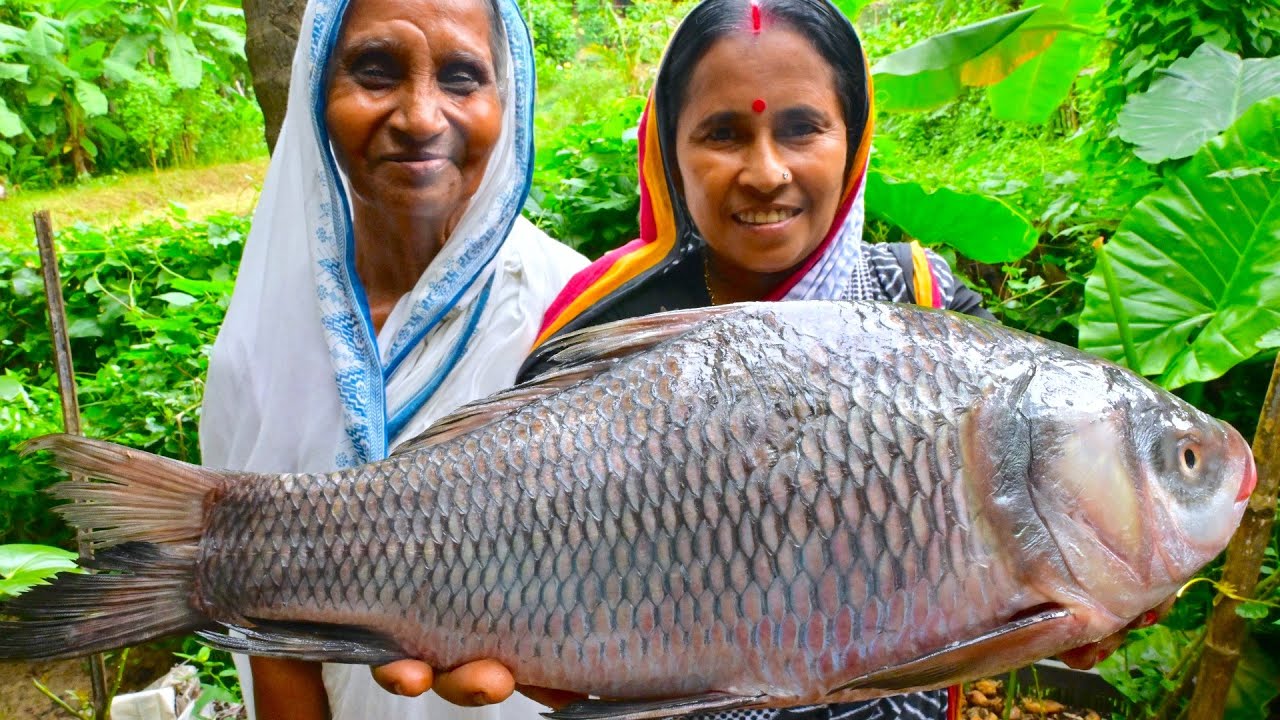মায়ের হাতের কাতলা মাছের কালিয়া সঙ্গে কাতলা মাছের মাথা দিয়ে ধলি কচু রান্না | Katla macher kalia