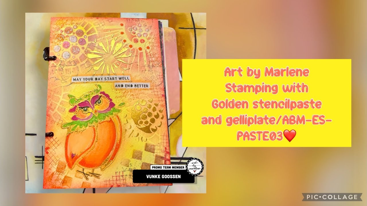 Art by Marlene Stamping with stencilpaste gold/ABM-ES-PASTE03 / ABM-SI-STAMP637