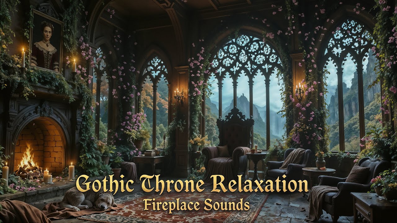 Timeless Gothic Throne Hall in Autumn 🔥🏰 No Music | Fireplace Sounds for Sleep & Relaxation