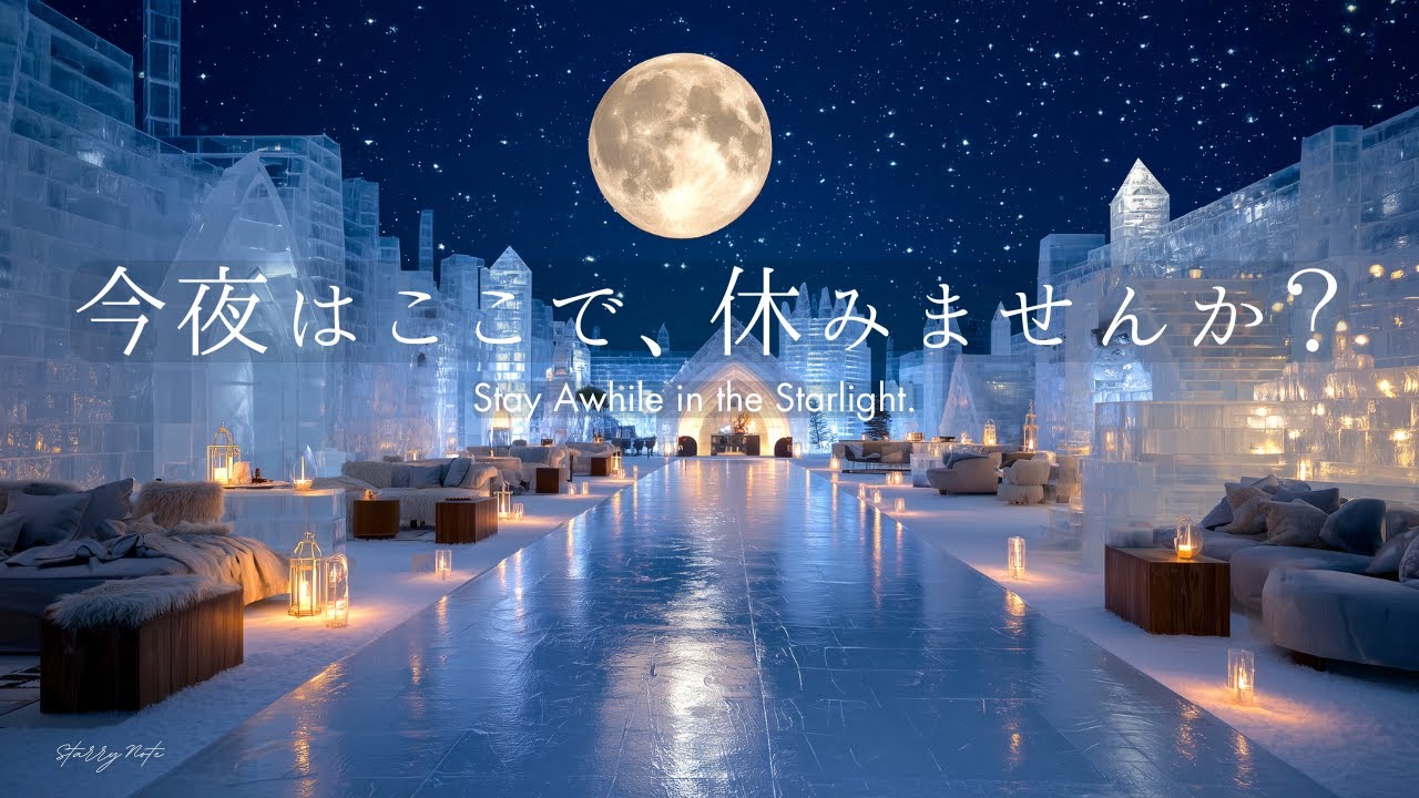 【4K/途中広告なし】氷の都、月明かりのラウンジで自律神経を整える夜。脳の疲れを癒やすピアノBGM｜睡眠・読書・勉強用