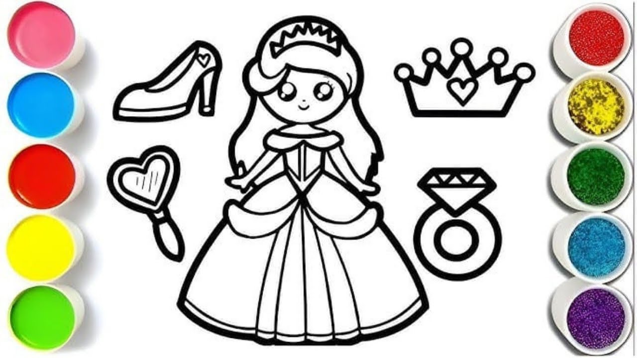 Princess Doll Coloring Page 🎨👑 | Easy Cute Princess Drawing for Kids