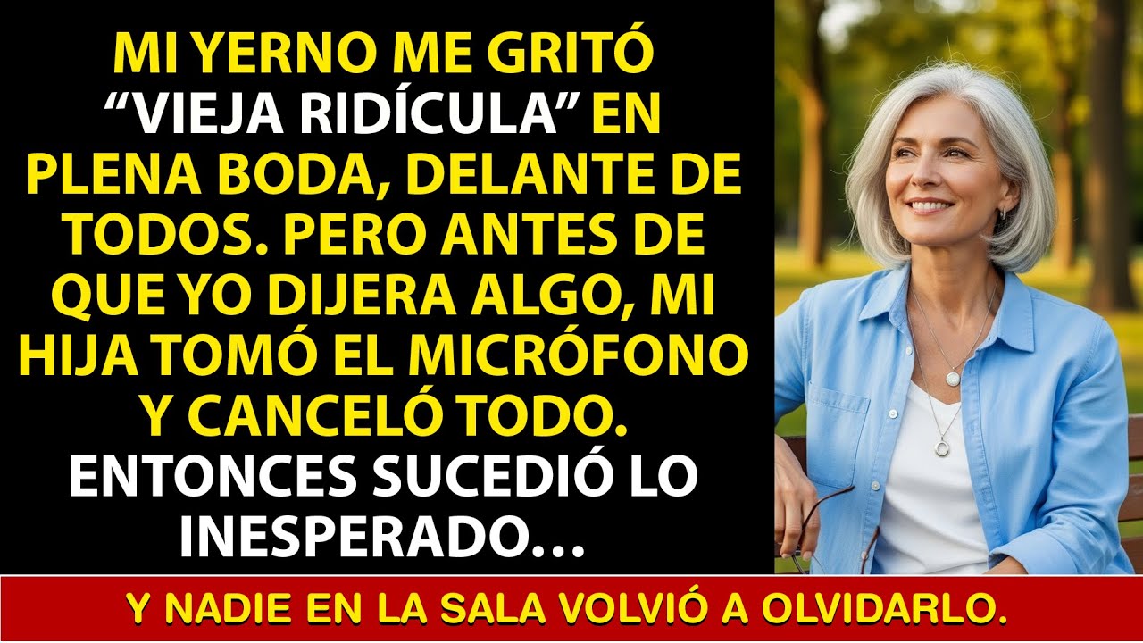 Mi Yerno Me Gritó “Vieja Ridícula” En La Boda — Hasta Que Mi Hija Tomó El Micrófono Y Canceló Todo