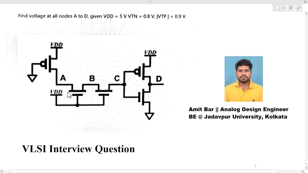 Intel VLSI interview Question _ Find the node voltages at A,B,C and D
