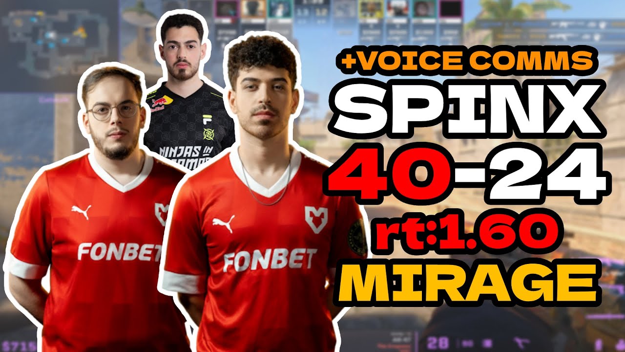 Spinx (40-24) rt:1.60 w/xertioN/BluePho3nix +VOICE COMMS (mirage) l EU FACEIT RANKED #cs2 #pov