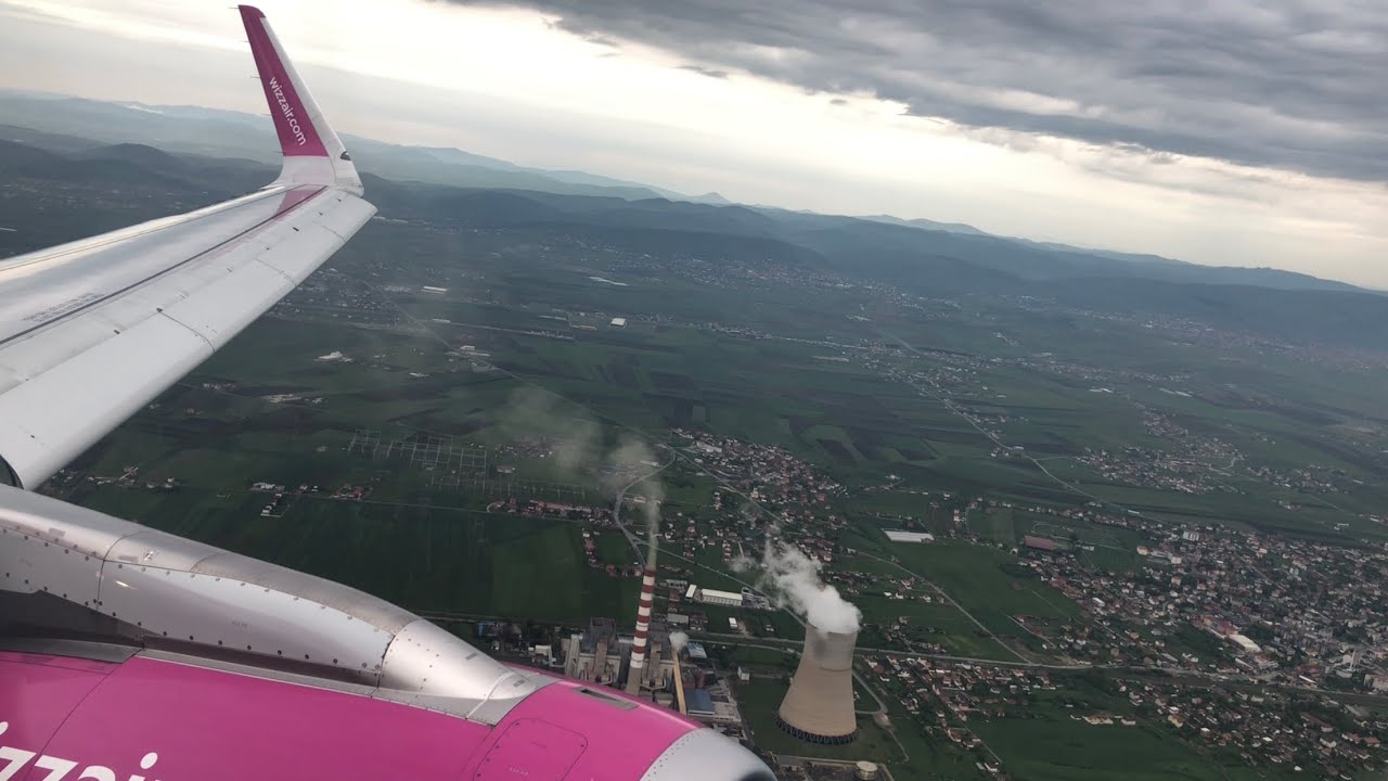 Wizz Air A320 cloudy descent and landing at Prishtina Airport