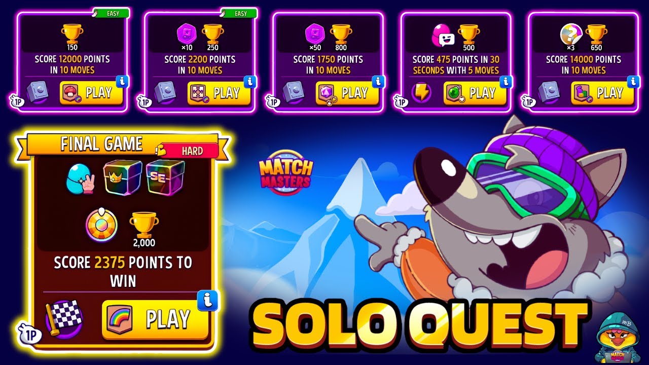 FULL SOLO QUEST: MOUNTAIL TRAIL🔥WIN x6 SOLO & GET SUPER GIFTS #matchmasters