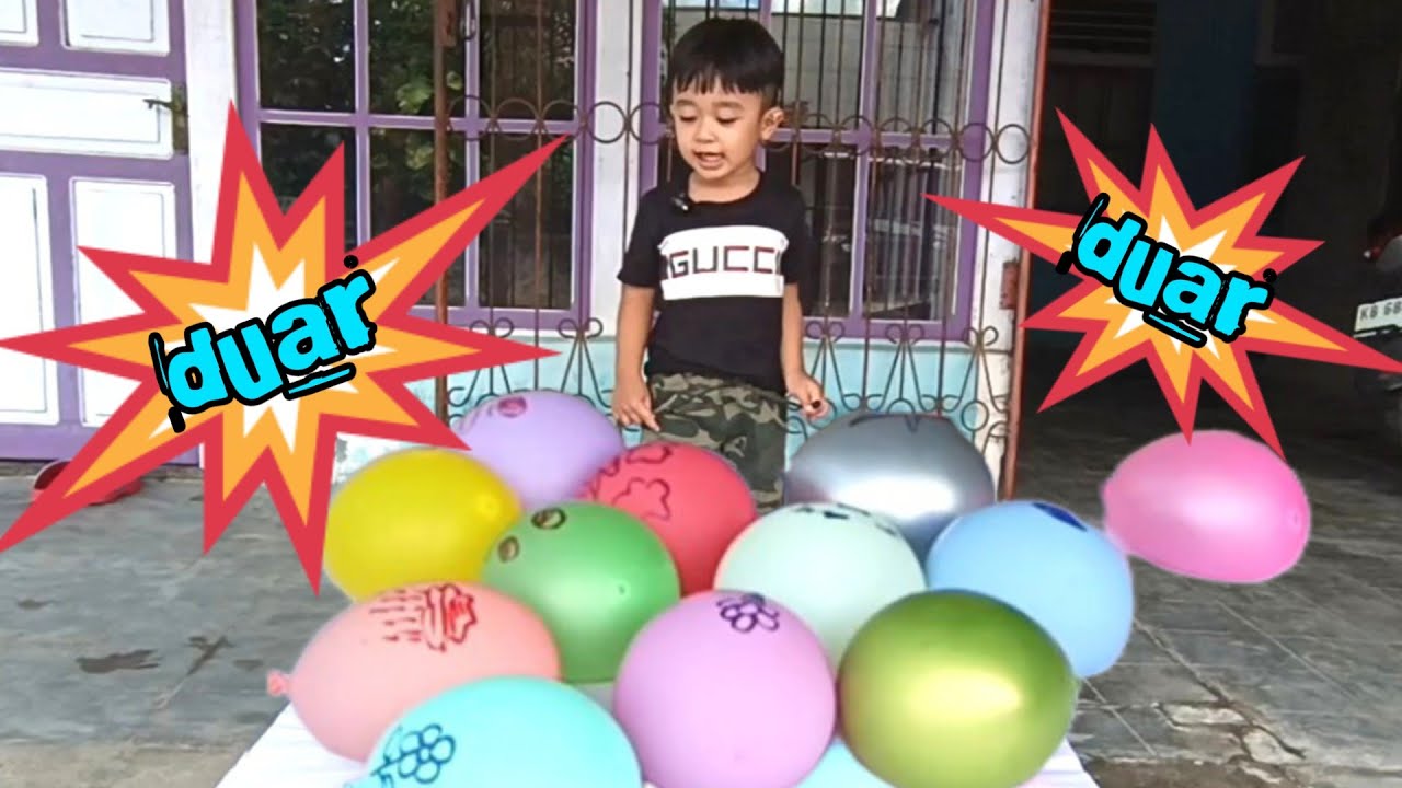 SERU! IU MENGGAMBAR DI BALON DAN PECAHIN BALON YANG DIISI AIR