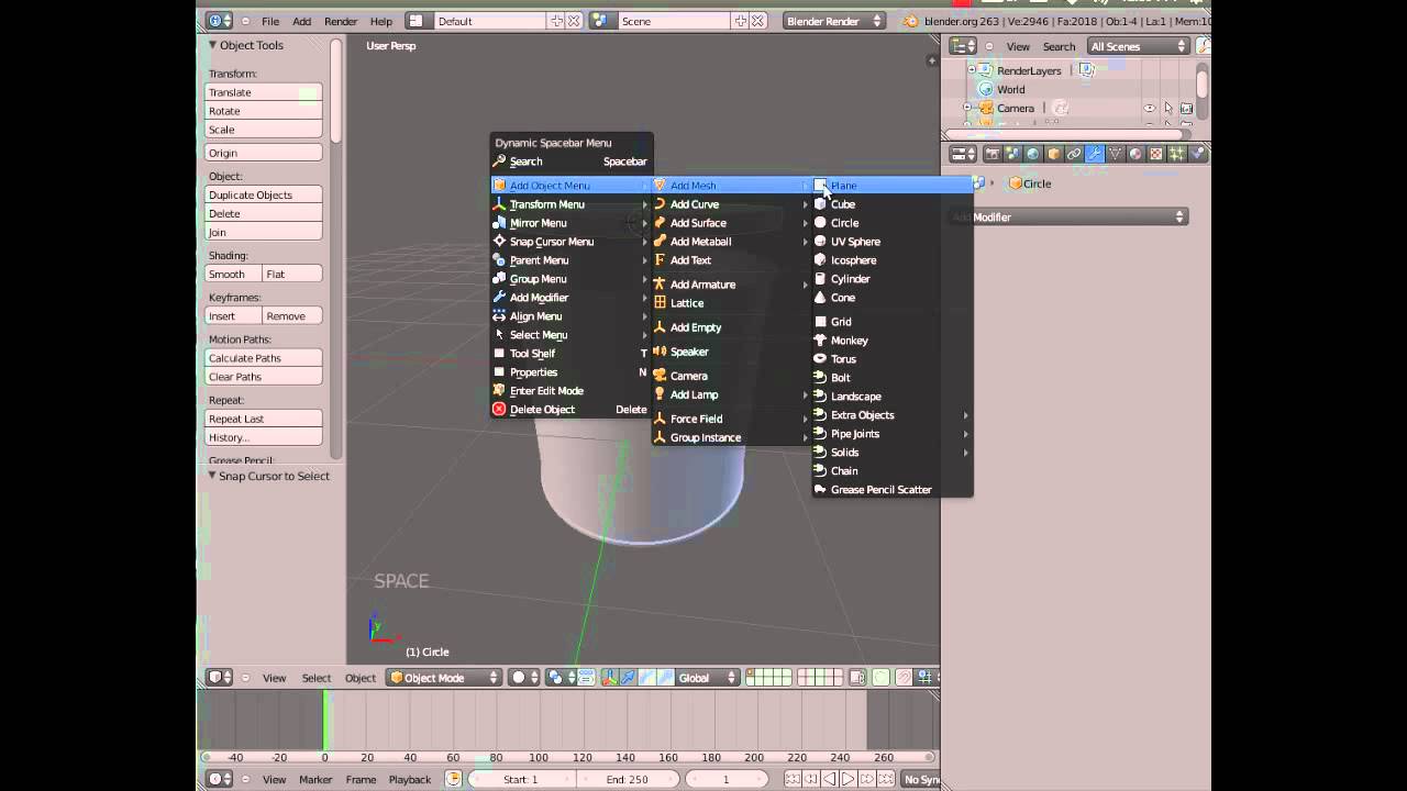 شرح برنامج بلندر (Blender 2.63) - جزء 3 (مدخل إلى التصميم)