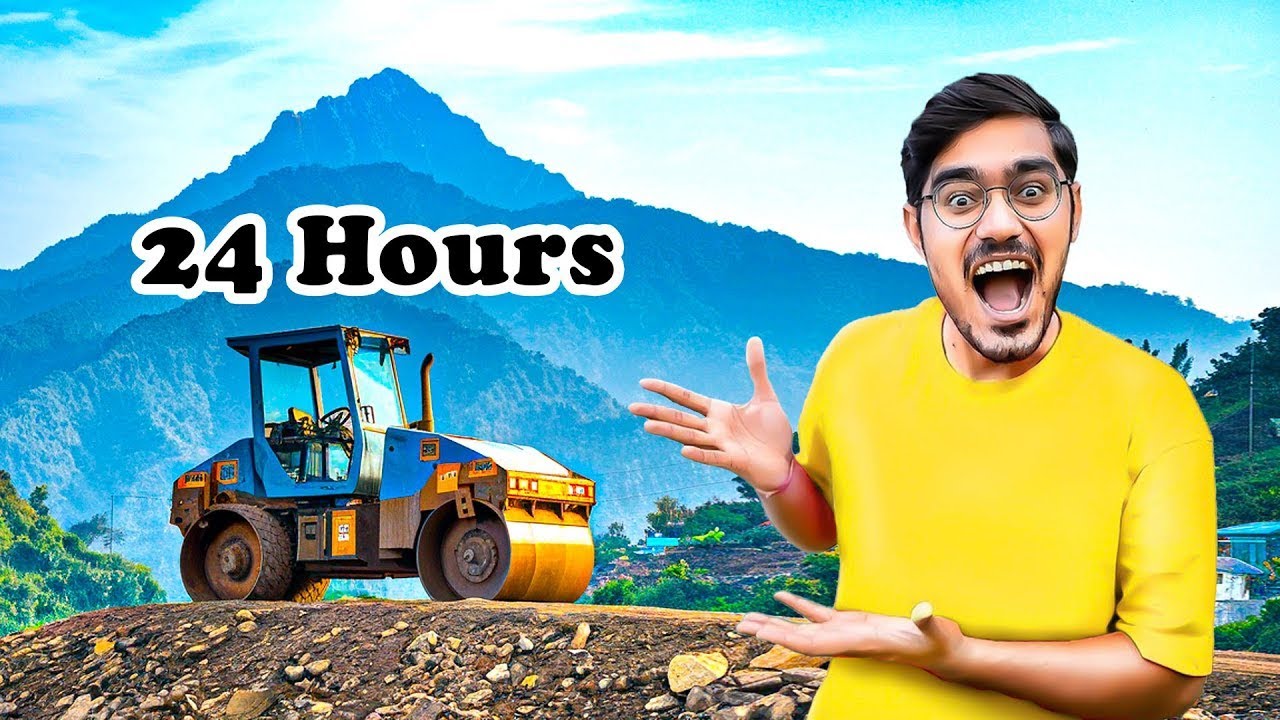 24 Hours In Road Roller Challenge   24 घंटे इस रोड रोलर से नीचे नहीं उतर सकते
