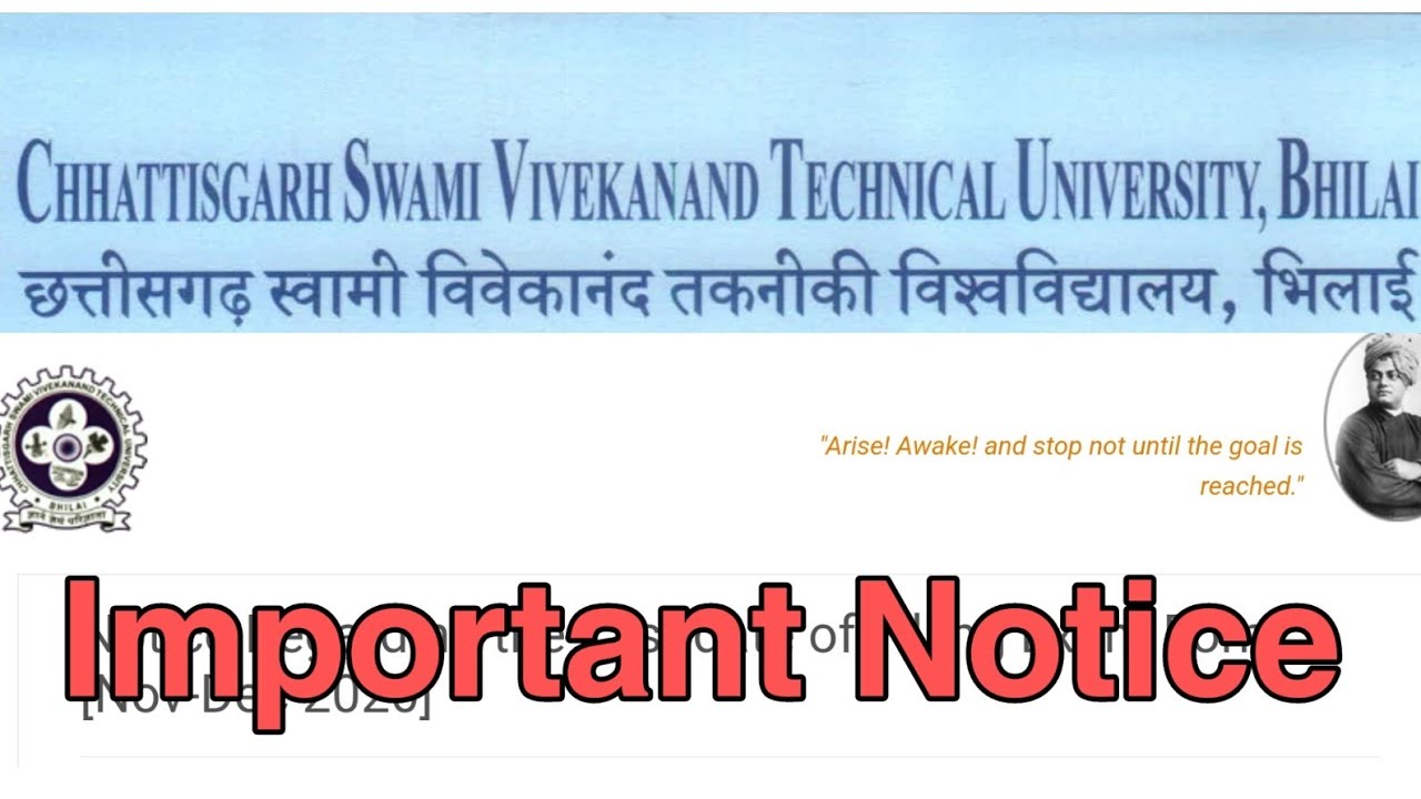 #csvtu #endsemesterexam CSVTU Important Notice for all Student