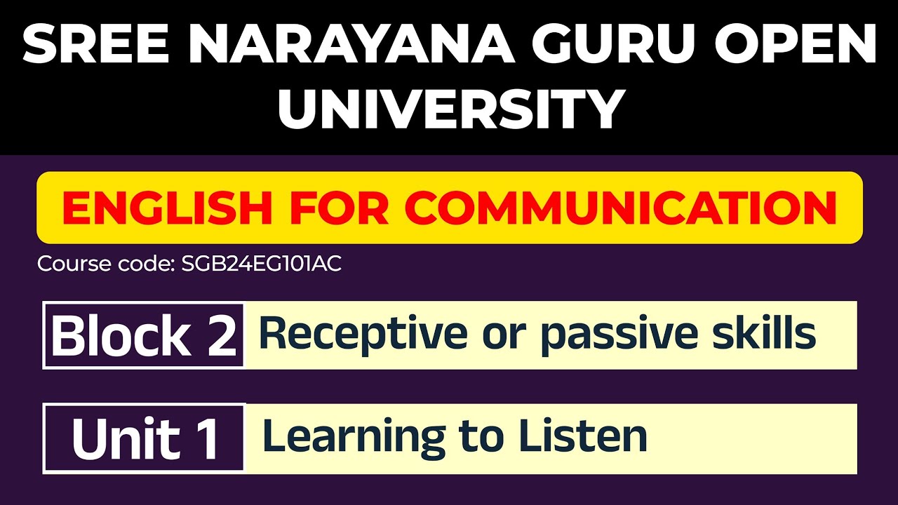 English for communication/block 2 Receptive or passive skills/unit 1 Learning to listen