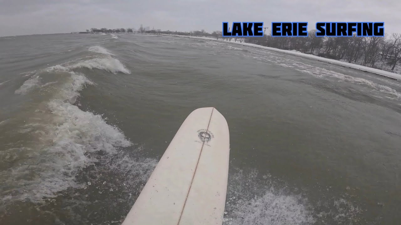Surfing a 10'2 Longboard I Shaped on Lake Erie 