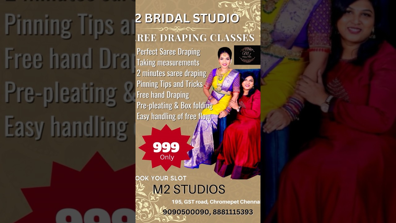 Saree draping class at M2 Studios chromepet