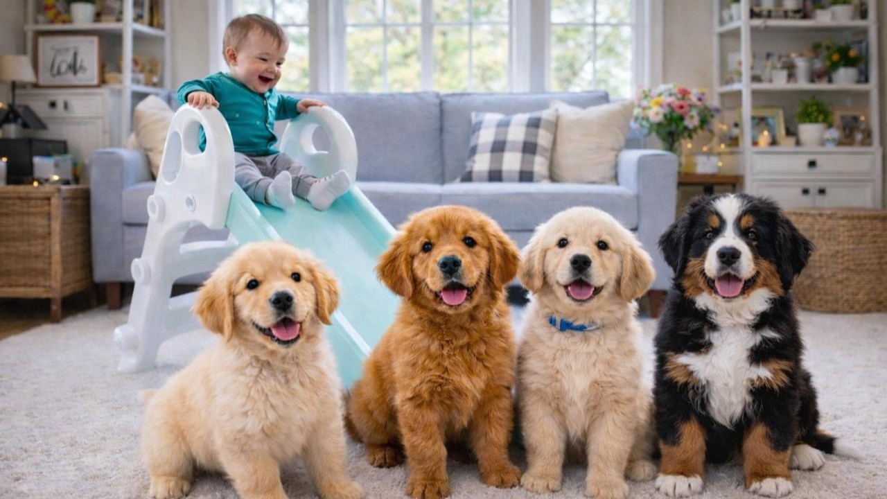 Adorable Baby and Puppies Fighting Over Toys – So Viral and Funny Moments! 😂🧸
