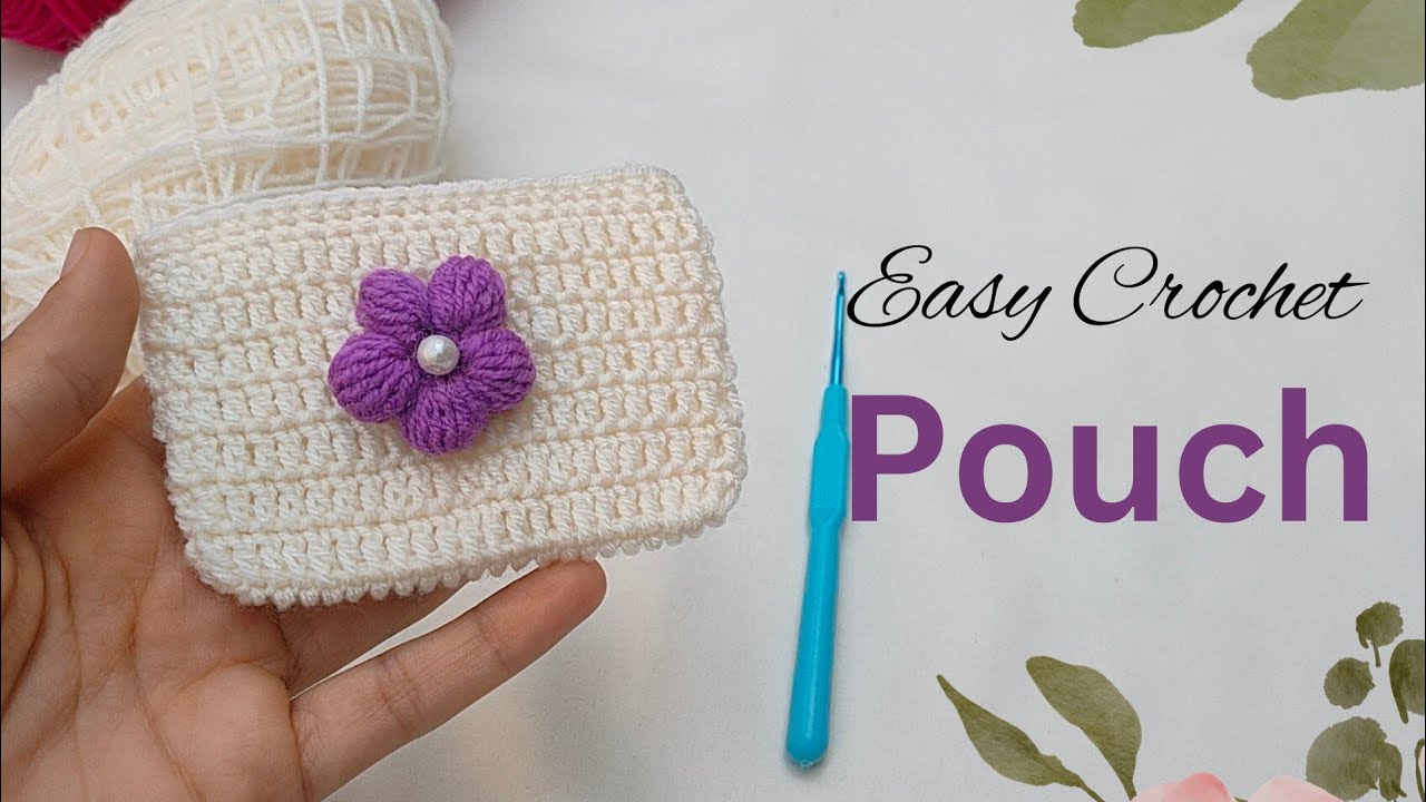 Easy Crochet Flower Mini Pouch | Beautiful Handmade Card Holder | Beginner Friendly Tutorial