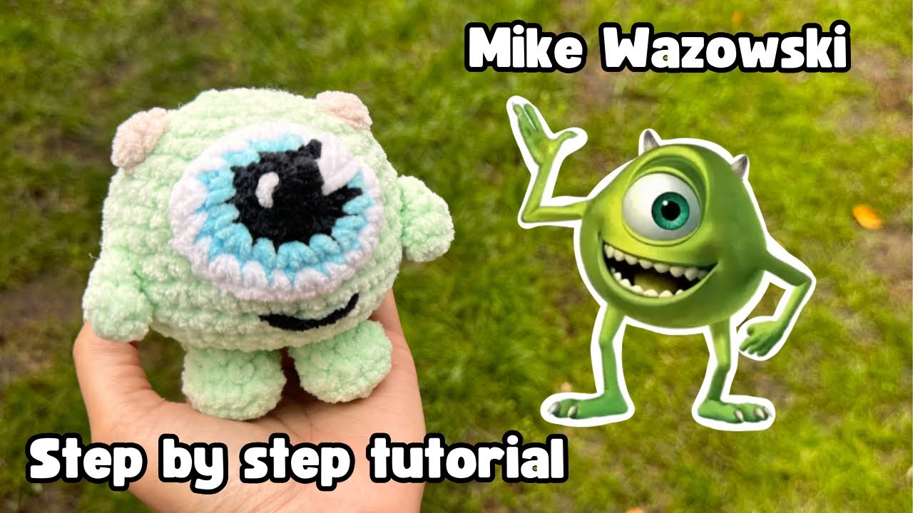 How to Crochet Mike Wazowski-monsters Inc halloween amigurumi tutorial,step by step crochet tutorial