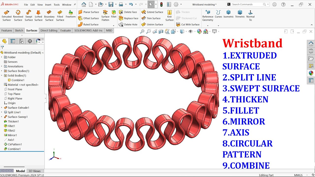 Wristband Modeling With SolidWorks Surface