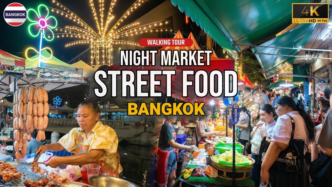 Bangkok Night Market 4K 🇹🇭 | Phra Nakhon Local Street Food Near MRT Sanam Chai