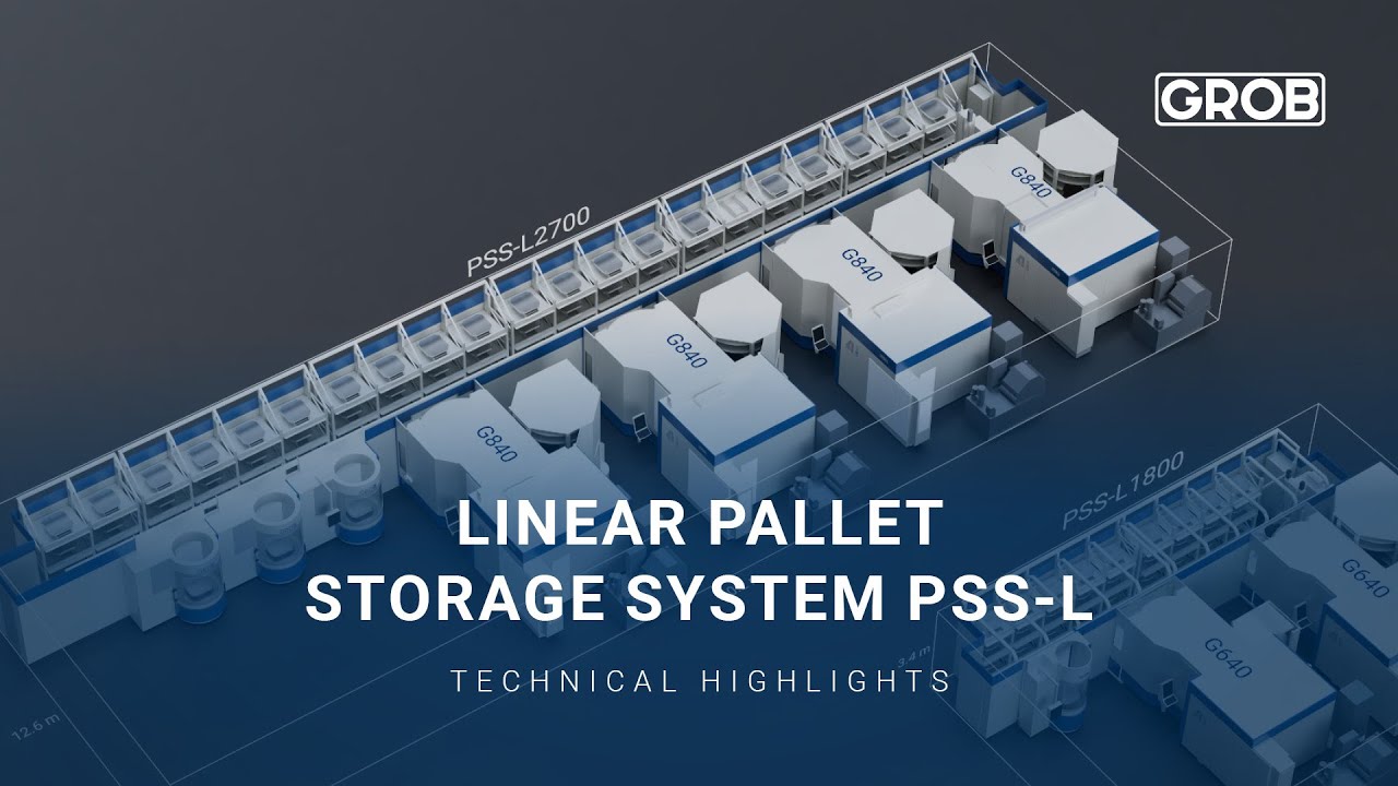 GROB linear pallet storage system PSS-L &ndash; 3D Product Animation