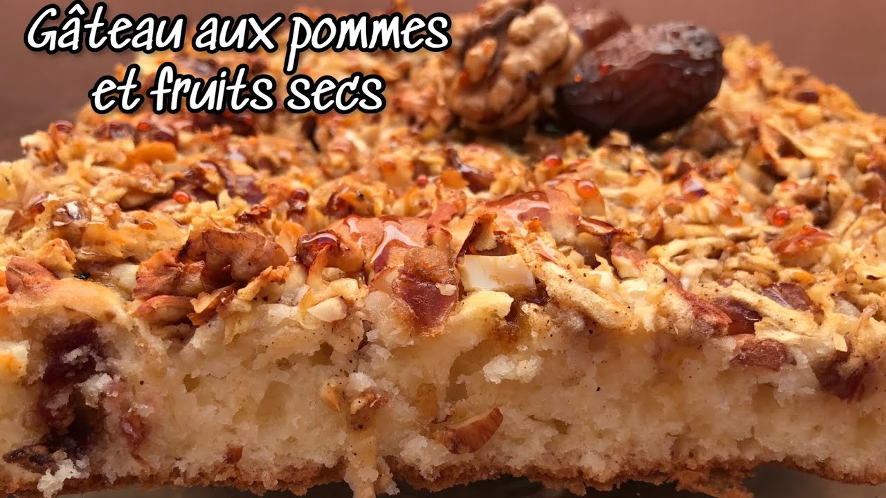 Gâteau aux pommes et fruits secs كيك بالتفاح و الفواكه الجافة بحجم عائلي 🍎🍎
