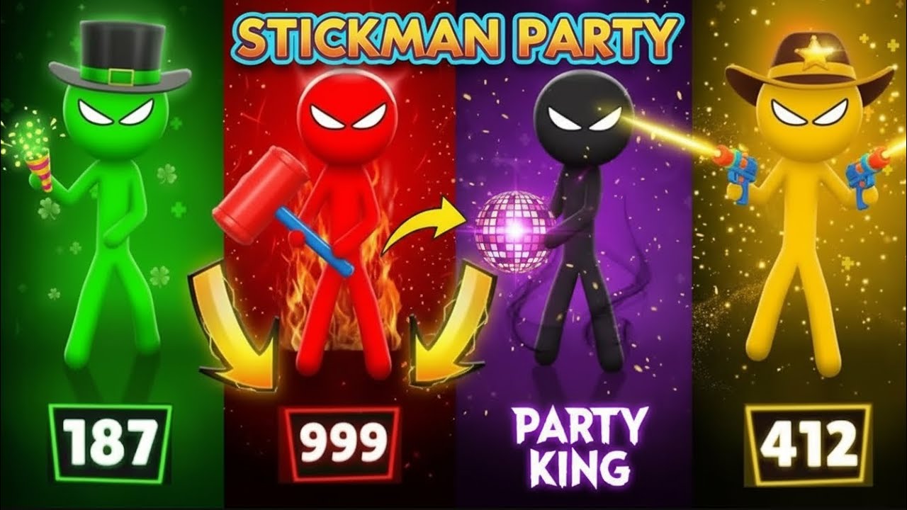 😱 Stickman BEST MINIGAMES Tournament! Stickman Party 1 2 3 4