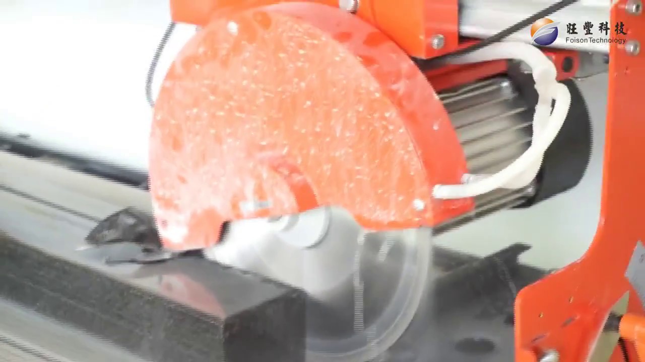 Foison automatic ceramic cutter 58mm thick marble cutting demonstration
