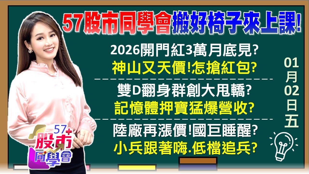 0050無腦買仍何行？3萬點vs1600台積電誰先到？CES行情+台積電法說？黃仁勳月底兆元宴再現？記憶體模組廠11月賺逾10倍！原廠獲利更旺？《57股市同學會》葉子菁 吳岳展 蔡憶得 鄧尚維