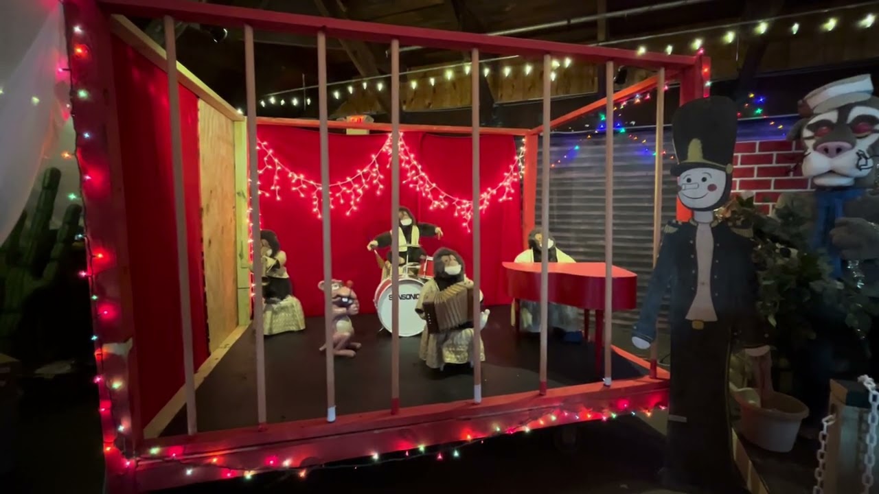 The Former Wonderland Pier Monkey Band Show in Christmas Decor 