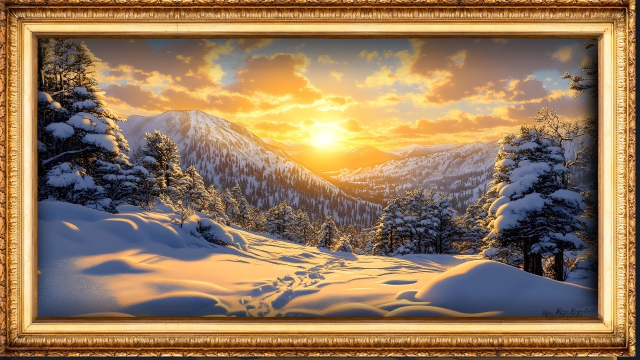 Winter Serenity: Animated Snowy Landscapes with Sunlight and Birds in Motion | Art TV | 4K ❄️