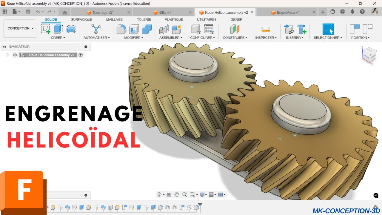 Comment concevoir et Engrener des Roues dentées Hélicoïdales sous FUSION360