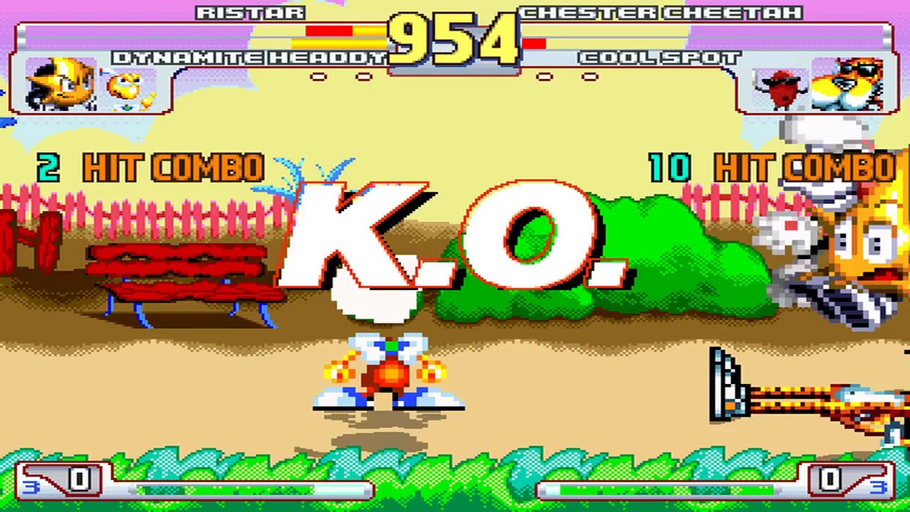 NICK54222 MUGEN: Ristar and Dynamite Headdy VS Chester Cheetah and Cool Spot