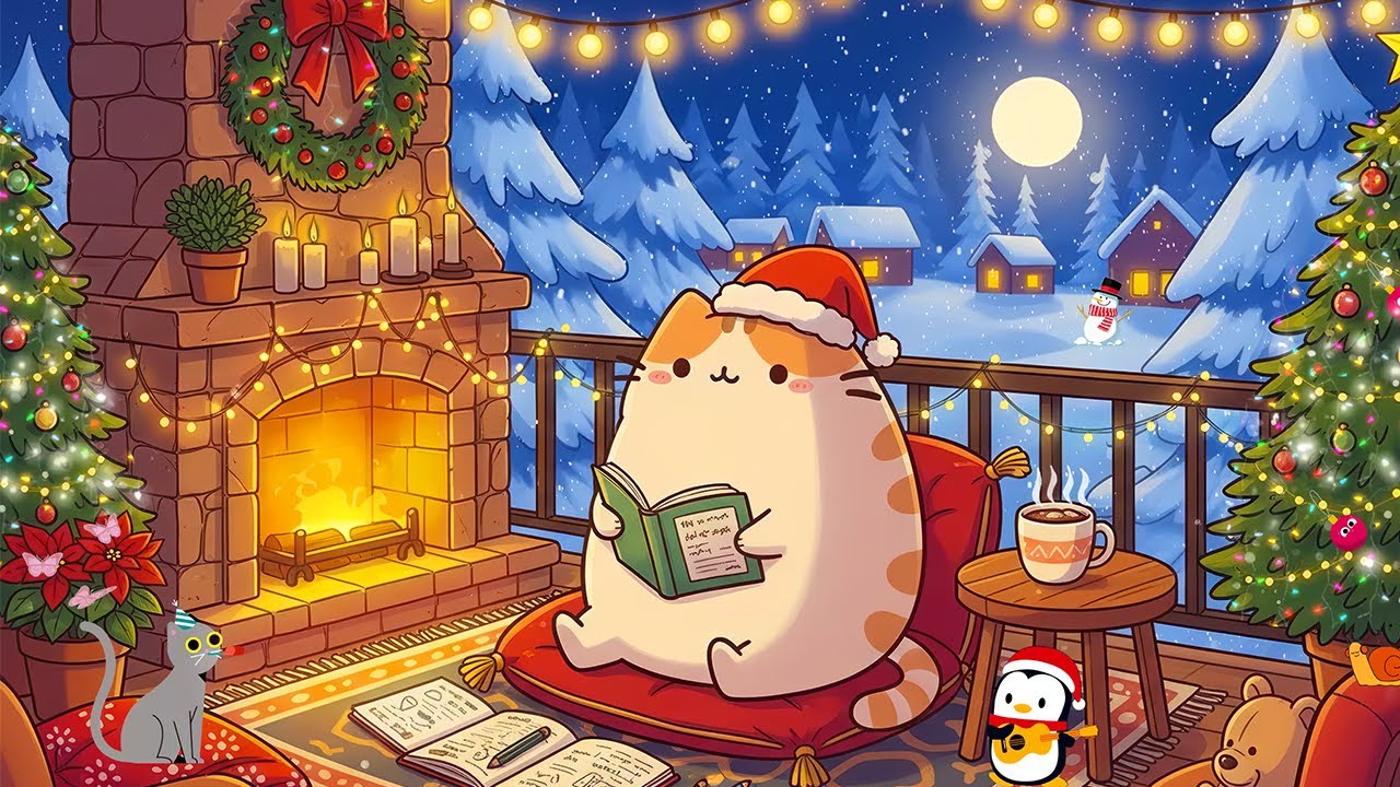 Cat's Christmas Lofi Reading Nook 🎄 Lofi Beats for Relaxing & Study 🐾 Chill Beats To Relax /Study To