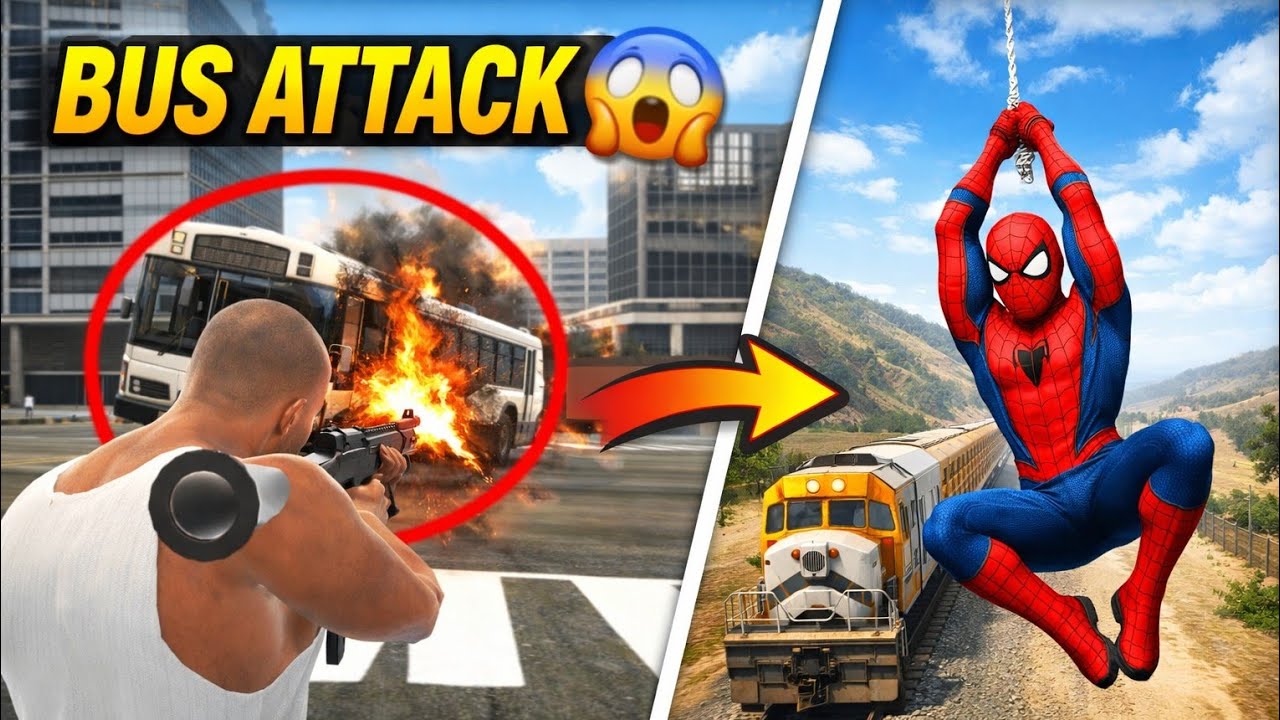 Franklin vs Public Fight 😱 Bus Attack Ke Baad Spider-Man Ban Kar Train Se Escape | Gameplay 