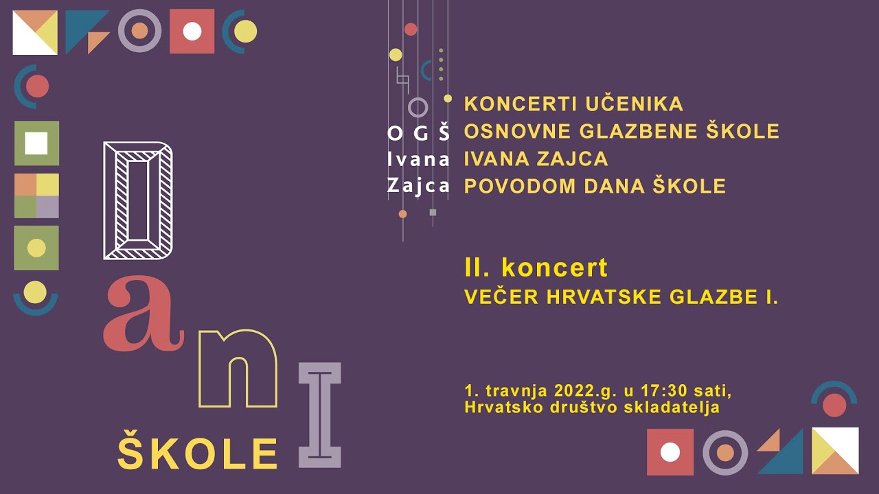 KONCERTI UČENIKA OSNOVNE GLAZBENE ŠKOLE IVANA ZAJCA POVODOM DANA ŠKOLE 2022– II. koncert