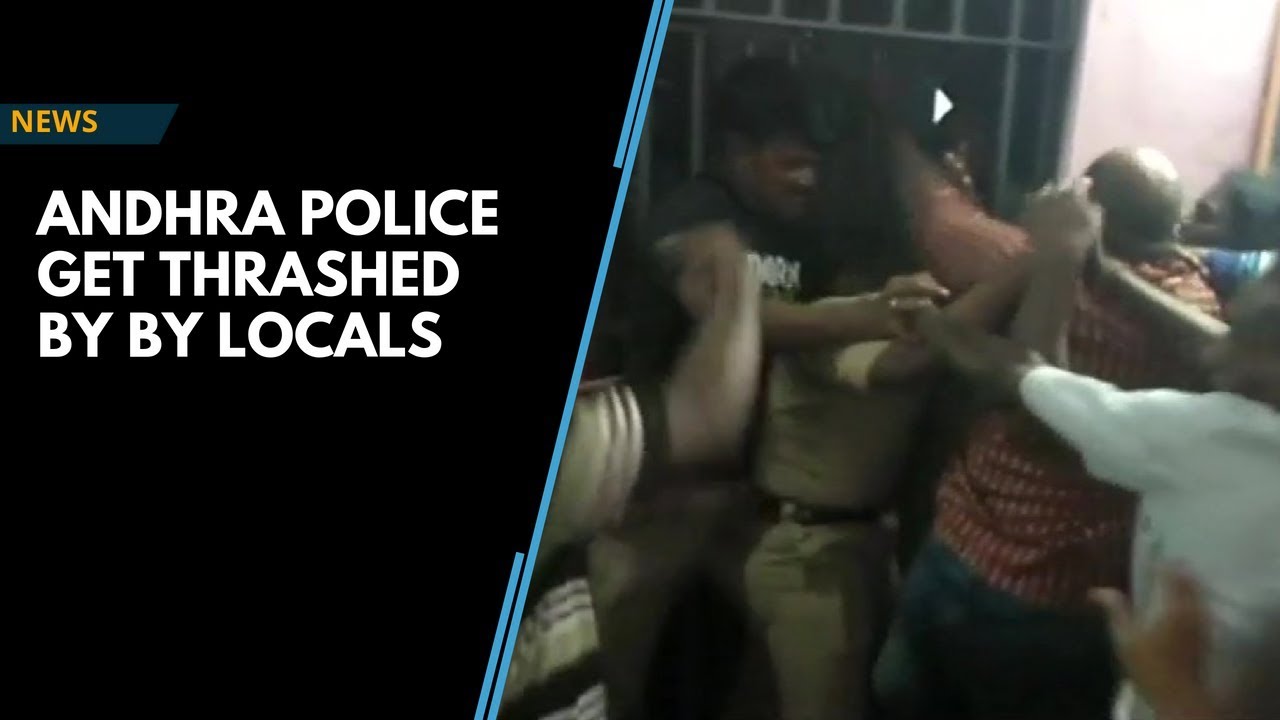 Caught on camera: Locals beat up policemen in Andhra Pradesh