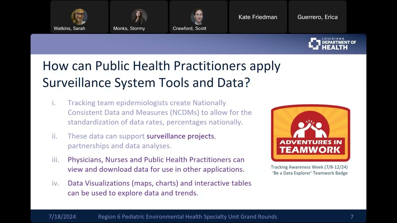 Incorporating Surveillance System Data to Support Environmental Health - Kate Friedman
