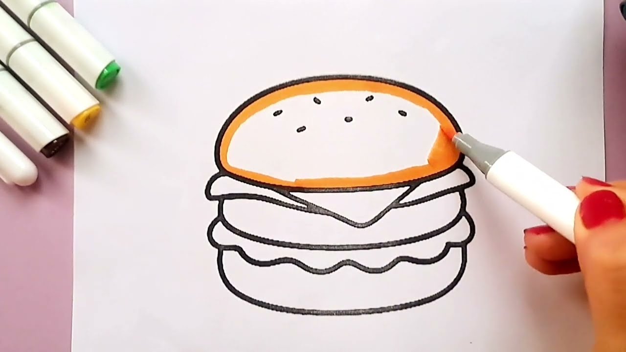 Cute Burger Coloring ASMR 🍔🎨  #coloringasmr#kawaiicoloring#foodcoloring#relaxingart#cutedrawing