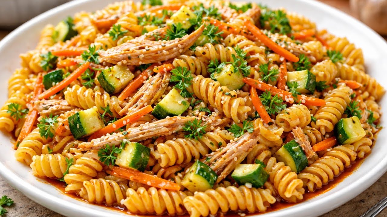 Macarronada com Frango e Legumes que Conquista Qualquer Família! 😋🍝 #receitafacil #almoçorápido 
