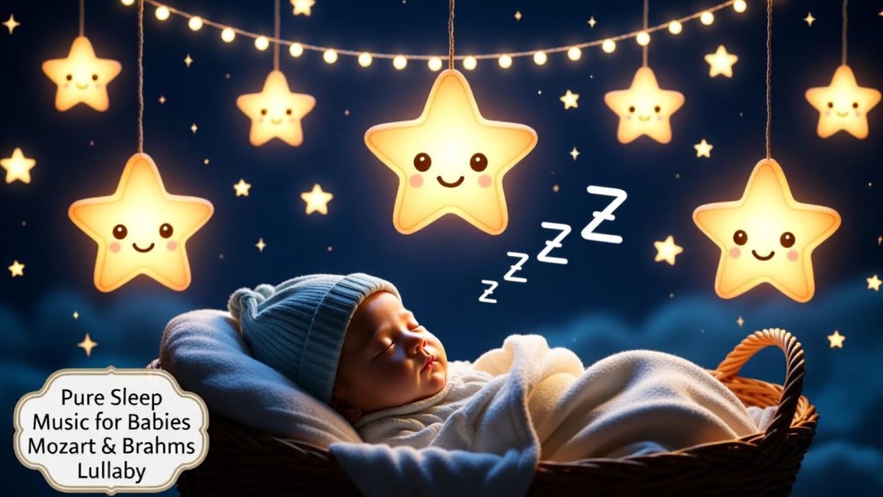 Baby Sleep Music 💫 Soothe Baby Fast in 3 Minutes 🌛 Peaceful Night Sleep 🎵 Mozart & Brahms Lullabies