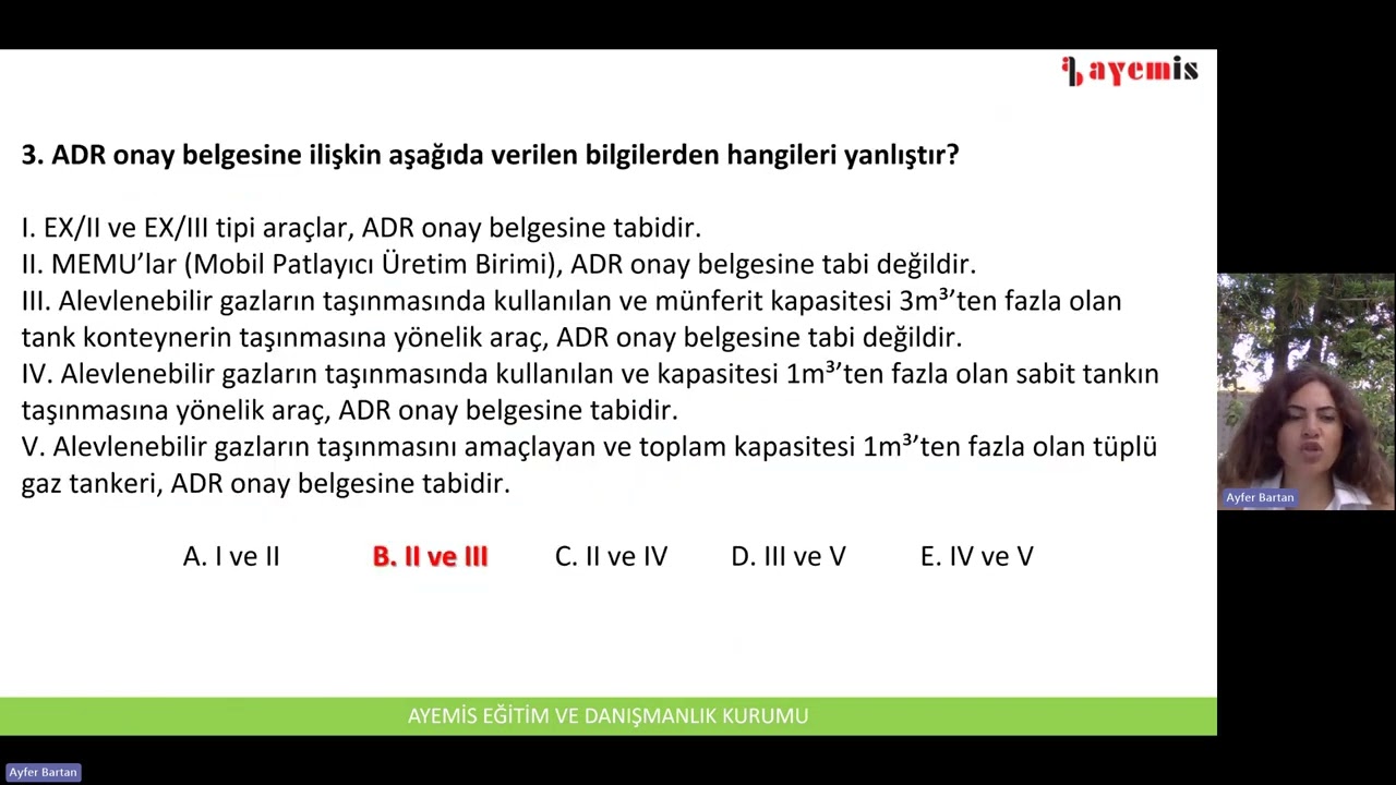 AYEMİS ADR TMGD SINAV SORU ÇÖZÜMÜ Part 1