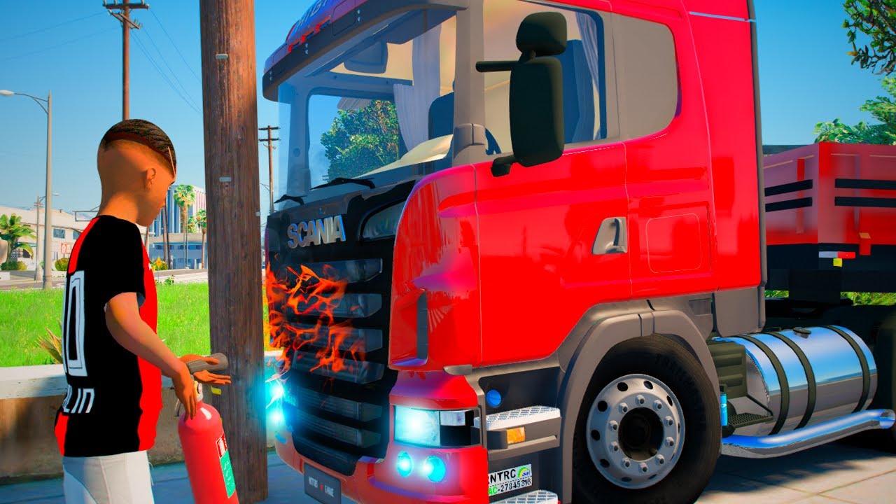 GTA 5 VIDA DE CAMIONEIRO: MEU CAMINHAO PEGOU FOGO NA VIAGEM