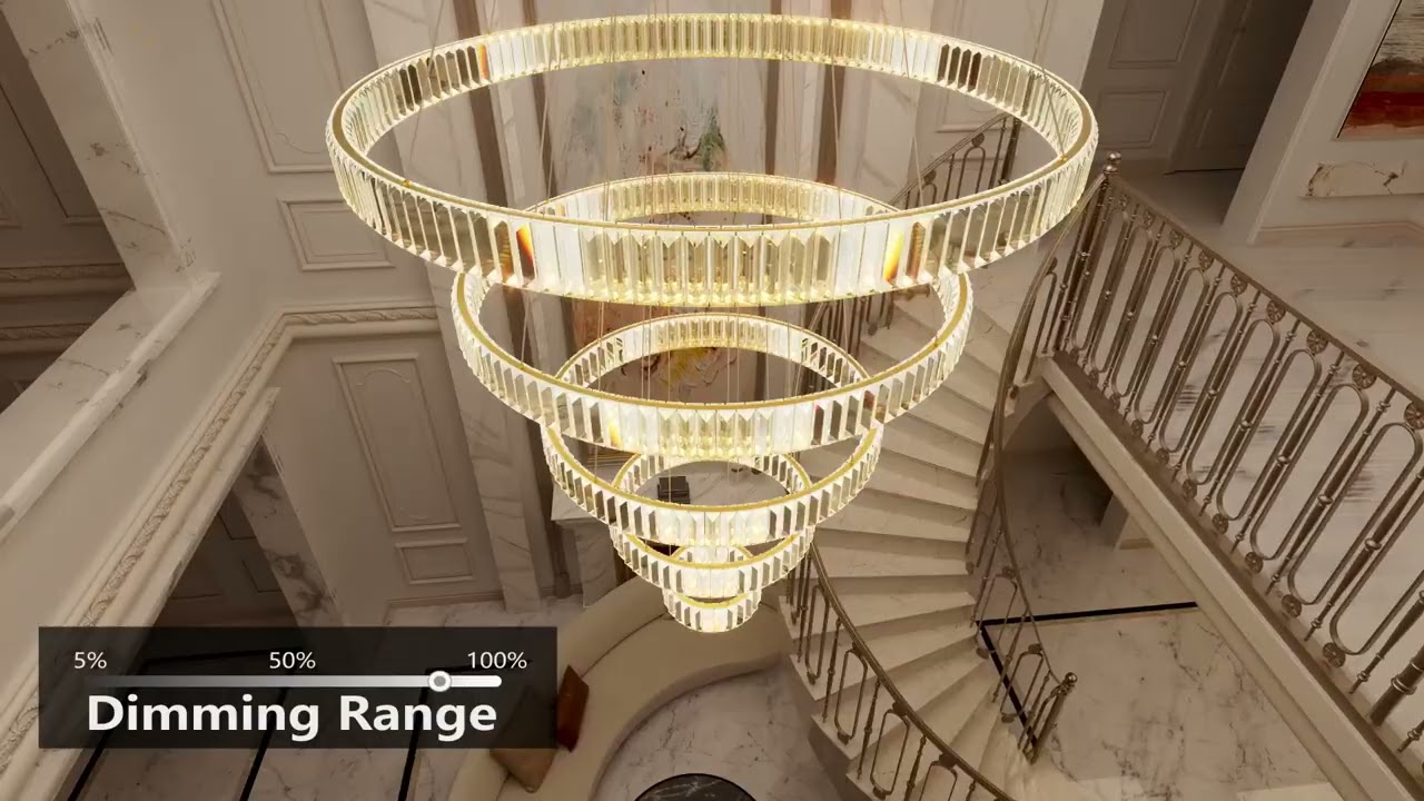 Candelabru LED Cristal ROYAL GOLD 3 Segmente Telecomanda