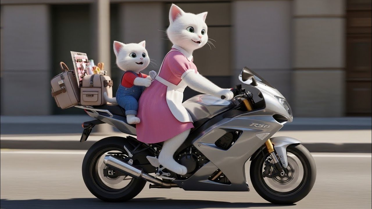 🐱🏍️ A Mother Cat’s Ride: Love, Safety, and a Journey of Dreams 💖🌈