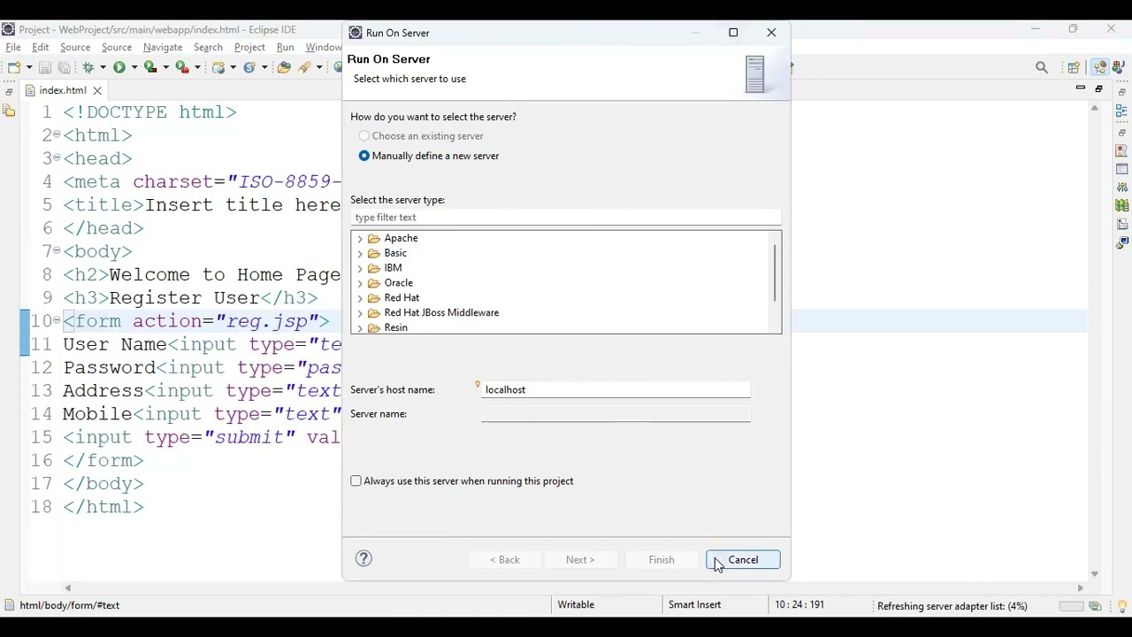 CRUD Operation using JSP, HTML and Mysql with Apache Tomcat 9.0